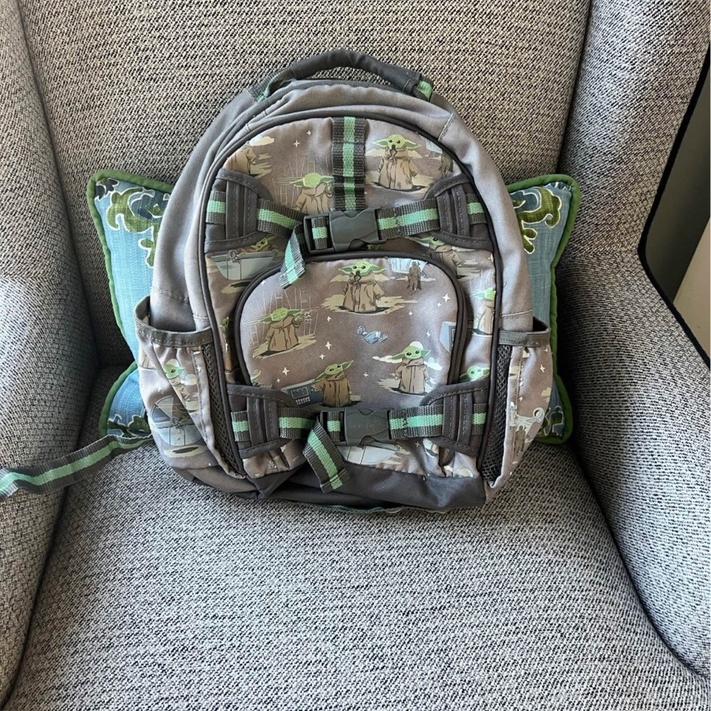 Pottery Barn Kids Gray Backpack with Green Accents
